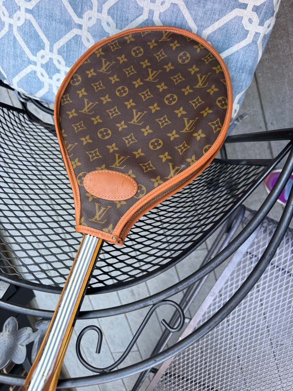 Louis Vuitton Monogram Racket Cover in Brown & Tan Leather Trim